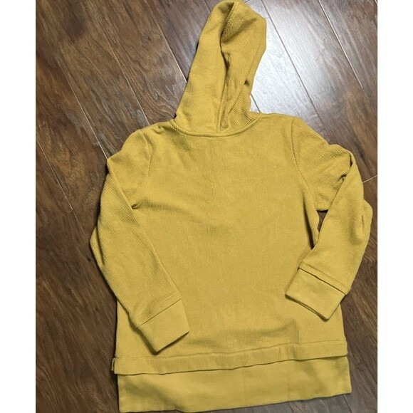 J.Jill Mustard Ribbed Knit Hooded Henley Top Made in Italy Small - Picture 6 of 6